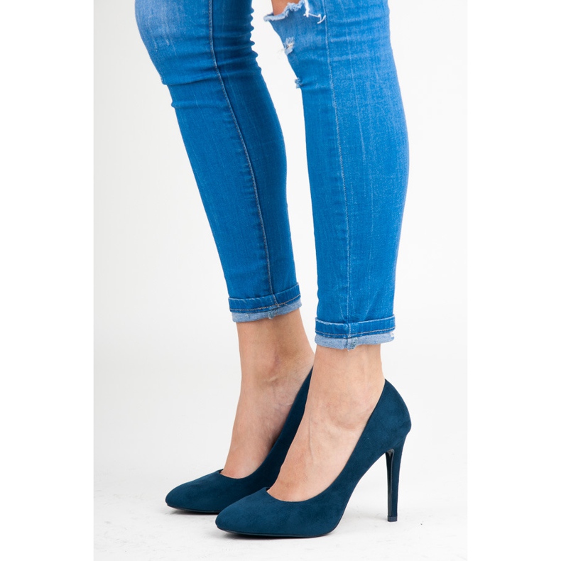 Vinceza Tacchi in pelle scamosciata blu 1
