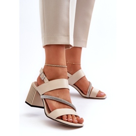 S.Barski Eleganti sandali femminili sul post Beige MR38-549 4