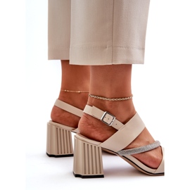 S.Barski Eleganti sandali femminili sul post Beige MR38-549 7