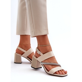 S.Barski Eleganti sandali femminili sul post Beige MR38-549 6