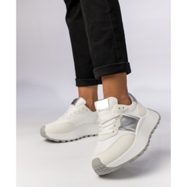Sneaker sportive femminili inserti metallici bianchi bianco 1