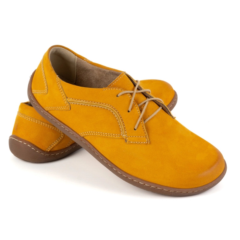 Olivier Scarpe in pelle minimalista a piedi nudi da donna 1082 senape nubuuk giallo 1