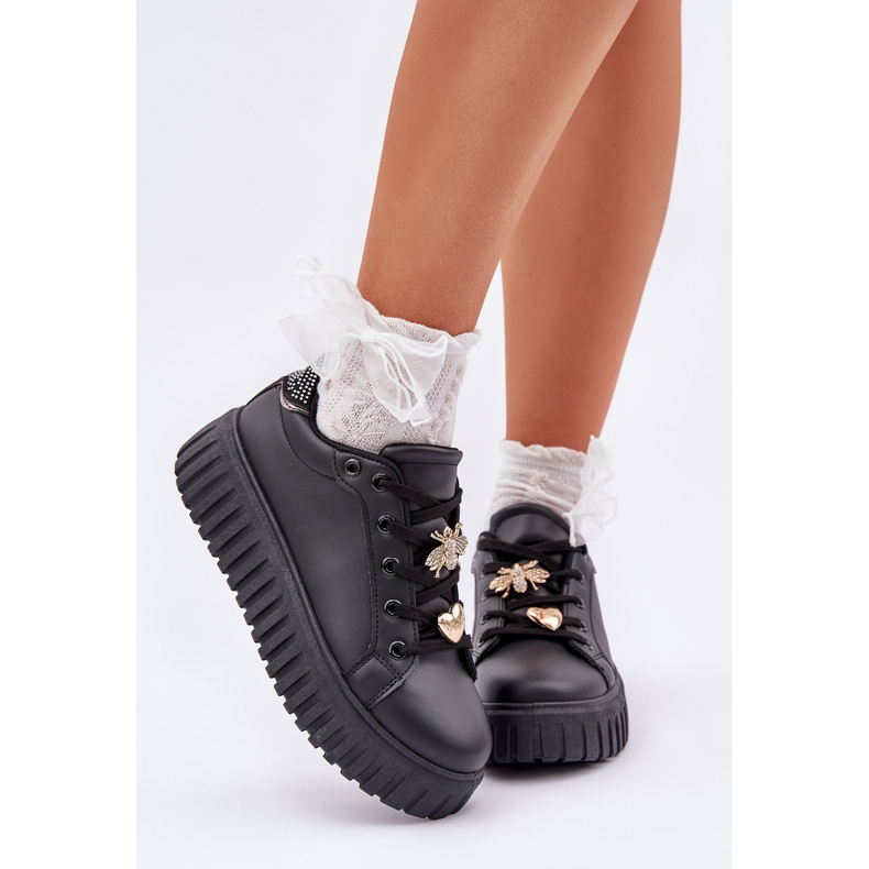 Sneaker femminili con spille nere nero 2