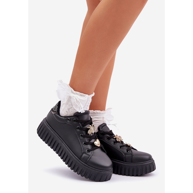 Sneaker femminili con spille nere nero 1