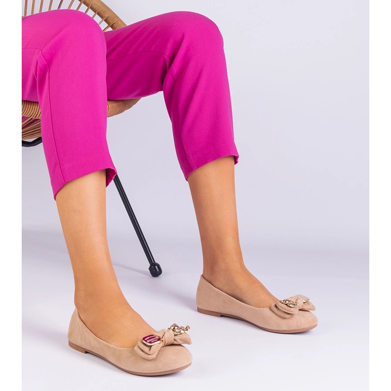 Ballerina classica beige con un arco masol 1
