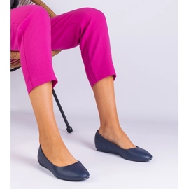 Navy Ballerinas su un cuneo nascosto di Eco -leather blu 1
