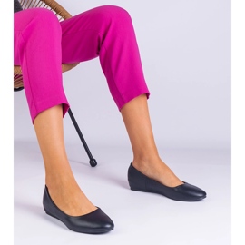 Ballerine nere su un cuneo nascosto di Eco -leather nero 1