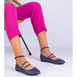 Ballerine blu navy realizzate in ecologio con fibbie 1
