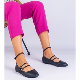 Ballerine nere realizzate in ecologio con fibbie nero 1