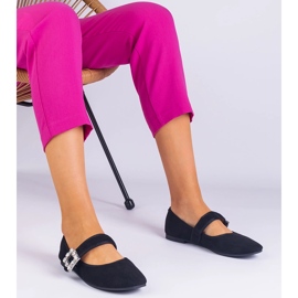 Ballerine nere decorate con una fibbia con cristalli nero 1