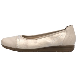 Ballerine in pelle femminile con zirconi comodi oro/beige rieker L9353-62 2