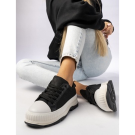 Sneaker femminili sulla piattaforma nera nero 1