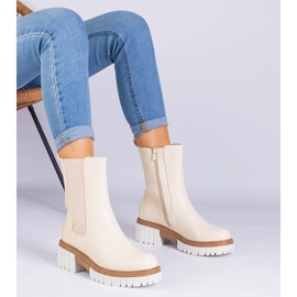 Stivali alla caviglia beige di Eco -leather 1