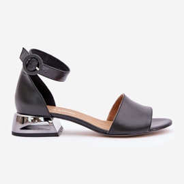 Sandali In Pelle Con Tacco Argento Laura Messi 2143 Nero 1