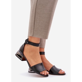Sandali In Pelle Con Tacco Argento Laura Messi 2143 Nero 2