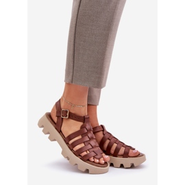Sandali in pelle femminile zazoo 3695 marrone 1