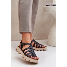 Sandali in pelle femminile zazoo 3695 nero 2