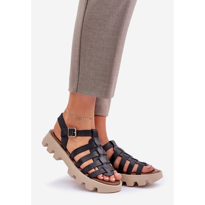 Sandali in pelle femminile zazoo 3695 nero 1