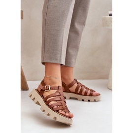 Sandali in pelle femminile Zazoo 3695 Camel marrone 2
