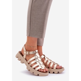 Sandali in pelle femminile zazoo 3695 pln d'oro 1