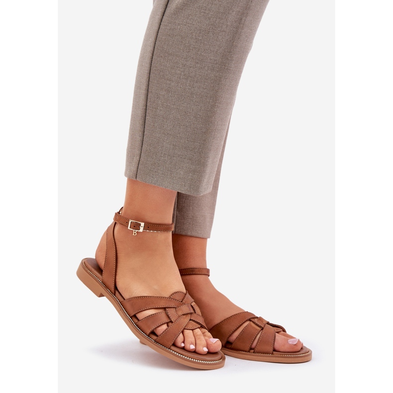 Zazoo 3688 CAMEL FAT FLAT COOCK SANDALS marrone 1