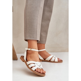 Lewski Shoes Zazoo 3688 Ecru, sandali da calcio piatti bianco 2