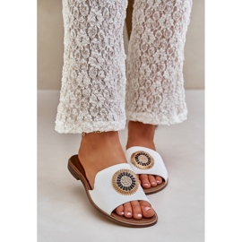 Lewski Shoes Flip flip in pelle con decorazione Lewski 3047/O a ruota piatta bianco 2