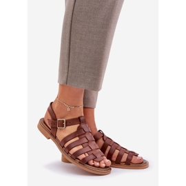 Zazoo Sandali in pelle con marrone piatto a ruote 3686 1