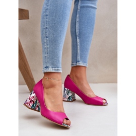 Lewski Shoes Pompe in pelle con un tacco decorativo Lewski Scarpe 2608/K Fuchsja rosa 2
