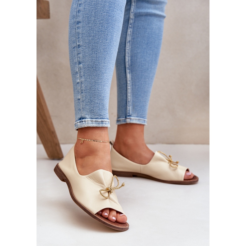 Zazoo 2660 in pelle ballerina da donna beige 2
