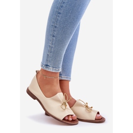 Zazoo 2660 in pelle ballerina da donna beige 1