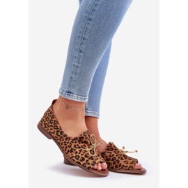 Zazoo 2660 ballerine in pelle femminile con stampa leopardo marrone 1
