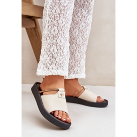 Zazoo 2896 pantofole di cuoio da donna beige 2