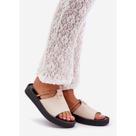 Zazoo 2896 pantofole di cuoio da donna beige 1