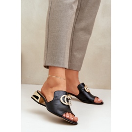 Elegante pelle in pelle Low -Heels Laura Messi 2874 Black nero 2