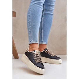 Sneaker su una piattaforma con lacci decorativi neri nero 1