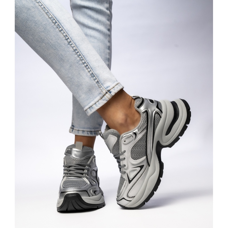 Sneaker sportivi grigi-silver femminili grigio 1