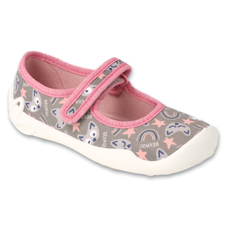 Ciabatte per bambini Befado con velcro 114X543 grigio/rosa 1