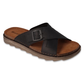 Ciabatte da uomo Inblu con inserto in pelle 158M024 nero 1
