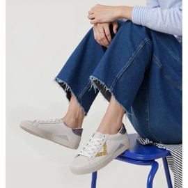 Sneaker glitter da donna Inserti d'oro bianco 1