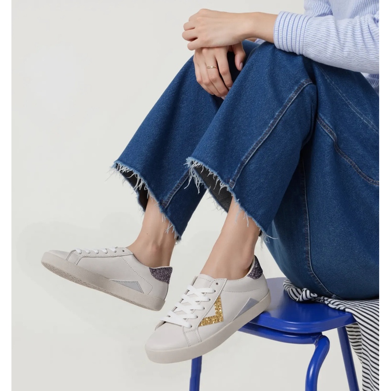 Sneaker glitter da donna Inserti d'oro bianco 1