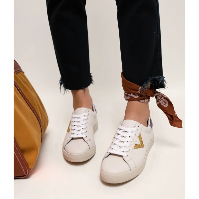 Sneaker glitter da donna Inserti d'oro bianco 2