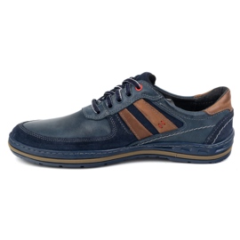 KOMODO Scarpe da uomo fatte di pelle polacca 837k blu navy 1