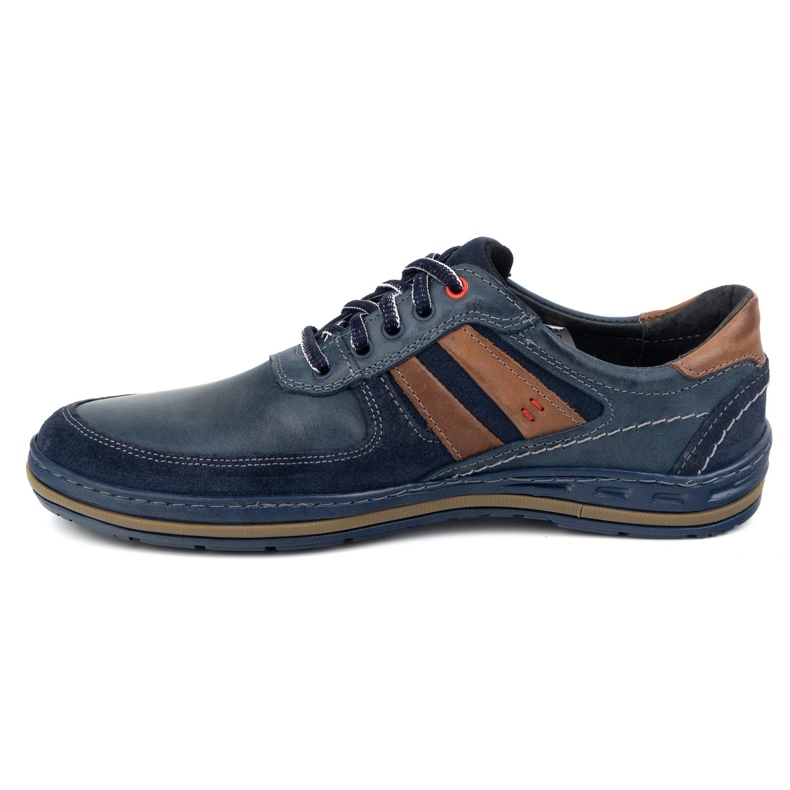 KOMODO Scarpe da uomo fatte di pelle polacca 837k blu navy 1