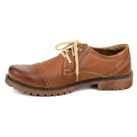 Scarpe da uomo in pelle olivier 312gt con punta marrone trafitta 1