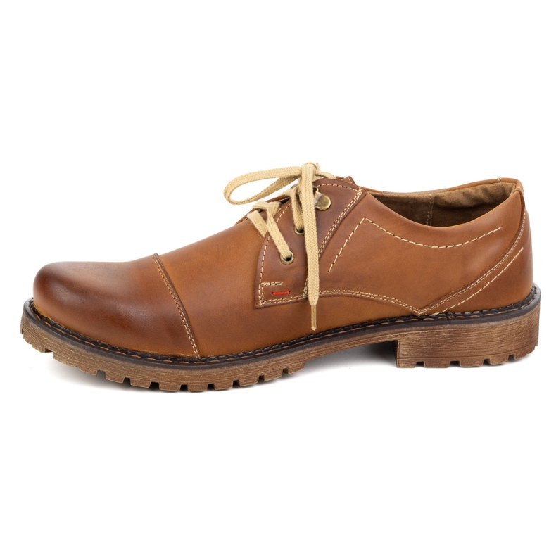 Scarpe da uomo in pelle olivier 312gt con punta marrone trafitta 1