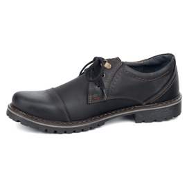 Scarpe da uomo in pelle Olivier 312GT con dito traforato nero 1