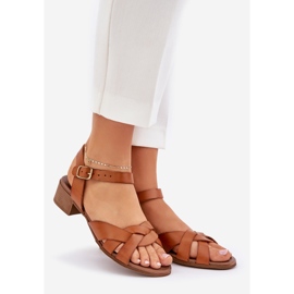 Sandali in pelle con un delicato tacco Zazoo 40372 Brown marrone 1