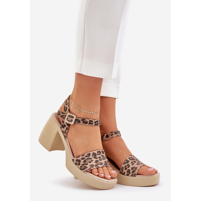 Zazoo 40386 Sandali in pelle femminile sul leopardo marrone marrone-beige 1