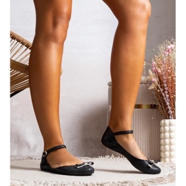 D/GMR Ballerine nere femminili fatte di gomma con arco e chiusura nero 1